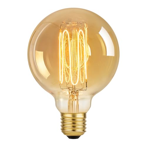 NUODIFAN Edison LED Vintage glühbirne Dimmbar LED Retro Warmweiss E27 Retro LED Glühbirnen Lampen mit Bernstein-Glas 4W ersetzt 40W 2300K 470LM