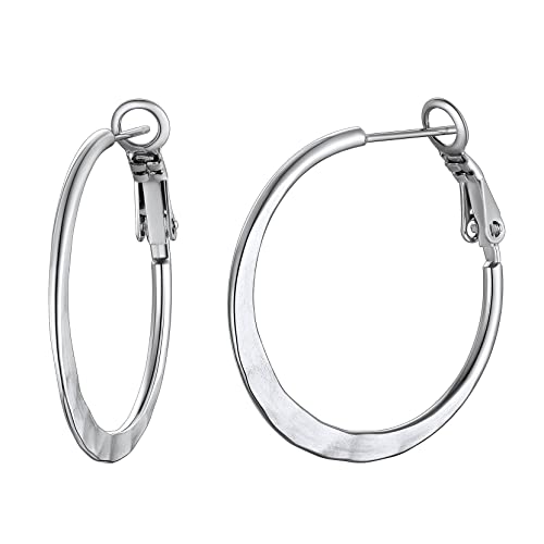 Creolen Frau Ohrringe Groß Mini Ohrringe Durchmesser 30 mm Farbe Silber