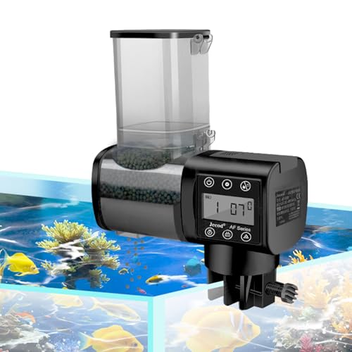 Urlaubs-Futterspender Automatik Fische 500ML Automatischer Fischfutterautomat mit LCD für Aquarium Teich Sorgenfrei am Wochenende oder im Urlaub Perfekt für alle Zierfische Inkl. 3 AA-Batterien