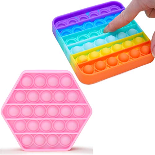 Toyland 2er Pack   Push Sensorisches Zappelspielzeug   Viele zur Auswahl Rainbow Square Pink Hexagon