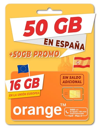 ORANGE Spanien - 50GB Prepaid SIM Karte in Spanien 50 Min. nach Deutschland telefonieren 5.000 Min. für Anrufe in Spanien Freischaltung nur unter www marcopolomobile com