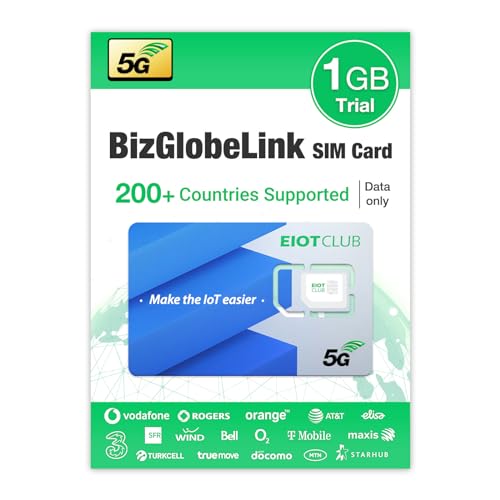 EIOTCLUB Prepaid SIM für Reisen BizGlobeLink SIM-Karte Internationale Nutzung in 200 Ländern nur Daten 5G 4G LTE ohne Vertrag nachfüllbar für Handys WLAN-Router Tablets.
