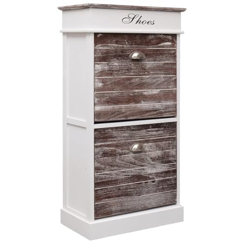 Gecheer Schuhschrank Braun 50 x 28 x 98 cm Paulownia Holz Schuhregal Organizer Schuhschrank für Flur Wohnzimmermöbel Diele Flur Treppenhaus284088