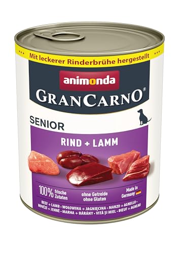  Senior Rind Lamm 6x 800g getreidefreies Hundenassfutter ohne Zucker für ältere ab 7 Jahren frischen fleischigen Zutaten
