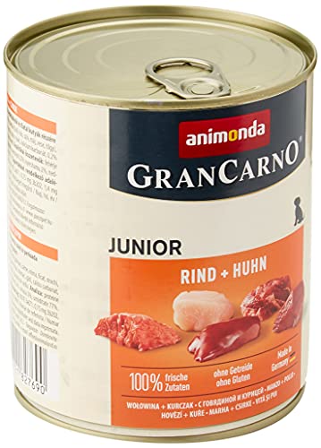 animonda GranCarno Hundefutter Junior Nassfutter für Hunde im Wachstum Rind Huhn 6 x 800 g