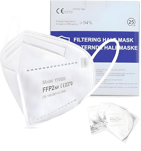 Hygiene100 25x Masken CE zertifizierte Atemmasken 5 Schichten Partikelfiltermaske hygienisch einzeln verpackte Gesichtsmaske