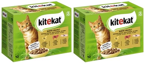 KITEKAT Portionsbeutel Multipack Katzenfutter Nassfutter 2X 12x85g Bunte Vielfalt in Sauce