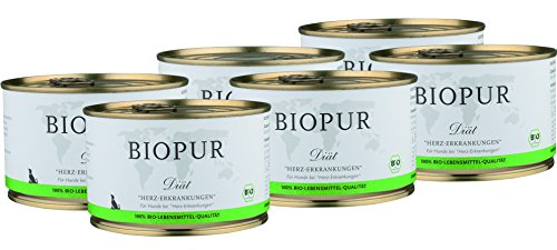 BIOPUR Bio Diät-Hundefutter bei Herz-Erkrankungen für Hunde 6x400g in 100% Bio-Lebensmittelqualität