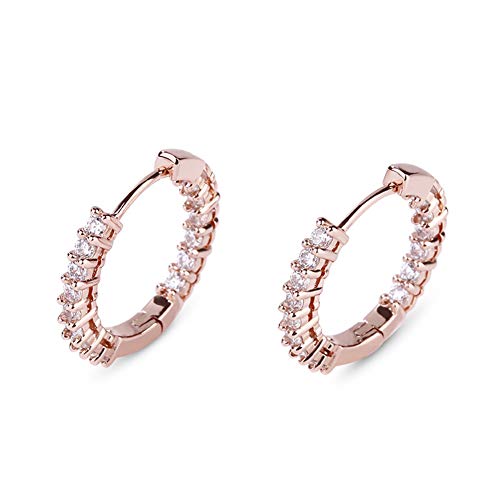 Jeulia Creolen Klassische Sterling Silber Creolen Zirkonia Schmuck Weißgold plattiert Strass Mädchen Ohrringe Geschenk für Frauen Mädchen Liebe Party Schmuck Frauentag Geschenk Ros gold