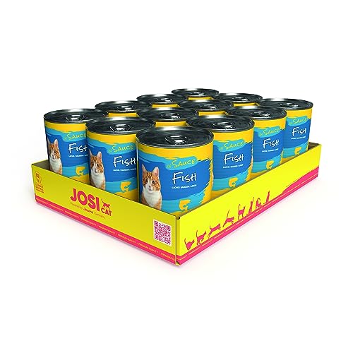 JosiCat Fish Sauce 12x 415g Feines Seelachs Sauce und Vitamin D3 E Nassfutter für Hunde Alleinfuttermittel Powered by 12er