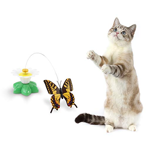 UEETEK Interaktives Spielzeug für Katzen Schmetterlings-Spielzeug für Katzen Batterien nicht im Lieferumfang enthalten Farbe zufällig