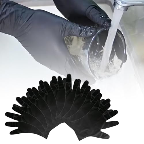 BAOSROY Einweghandschuhe Schwarz 50pcs Einmalhandschuhe L Gummihandschuhe Einweg Handschuhe Nitril Puderfrei Ohne Latex Einmalhandschuhe Mechaniker