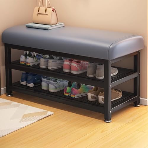 Schuhbank für den Eingangsbereich 120 cm grau gepolsterter Stauraum stilvolles Schuhregal für Flur Flur Wohnzimmer perfekte Eingangsmöbel