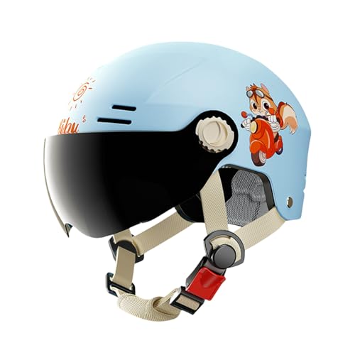 Helmet Schutzhelm für Kinder verstellbar 48-55 cm Kinnschutz Hochwertiger Kinder-Helm für Mädchen und Jungen - für Laufrad Scooter und Fahrrad Blau