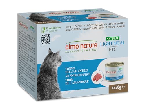 almo nature HFC Natural Light Meal - Atlantik-Thunfisch - Nassfutter für ausgewachsene Katzen - 4 Dosen 50 g