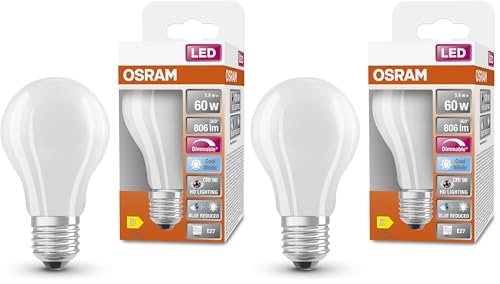 Osram Superstar dimmbare LED-Lampe mit besonders hoher Farbwiedergabe CRI90 für E27-Sockel mattes Glas Kaltweiß 4000K 806 Lumen Ersatz für herkömmliche 60W-Leuchtmittel dimmbar 1-er Pack