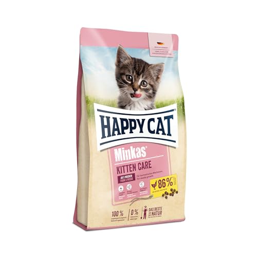 Happy Cat 70629 Happy Cat Minkas Kitten Care Geflügel Trockenfutter für Katzenwelpen 5 Wochen bis 6 Monate 500 g Inhalt