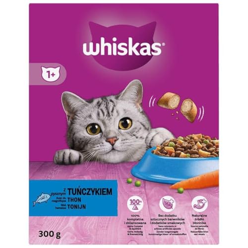 Whiskas Adult 1 Trockenfutter mit Thunfisch im Karton 2x300g 2 Packungen - Katzentrockenfutter für Erwachsene Katzen - unterschiedliche Produktverpackungen erhältlich