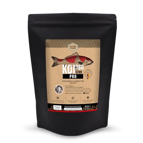 Nutramare Koi360 Pro Sink 1 2kg Sinkendes Herbst-Koifutter Hochverdaulich mit Wheat Germ Spirulina Beta-Glucan