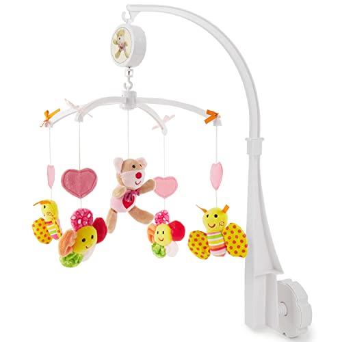 Bieco Musik Mobile Design Bärchen Pink 31 cm Höhe 62 cm Babybett Spielzeug Mobile Musik Toys 0 6 Months Spielt die