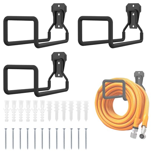 3-teiliger Gartenschlauchhalter aus Metall robuster Wasserschlauch-Aufhänger für den Innen- und Außenbereich Garage Hof Wand