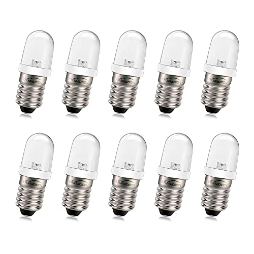 Ruiandsion E10 LED-Glühbirne 220V 230V AC 8mm Schraubsockel Energiesparende LED-Anzeigeleuchte E10 Sockel LED Upgrade Glühbirne Warmes Weiß 10er Pack
