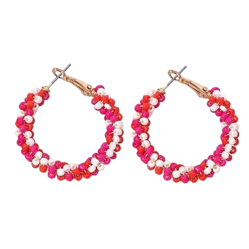 Böhmische Bunte Pink Konfetti Hängend Pink Weiß Konfetti Kostüm Modeschmuck BohoOhrringe Karneval Schmuck Accessoires für Mädchen und Frauen