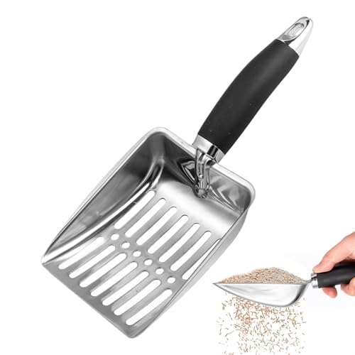 Rostfreie Streuschaufel Stahl 26 x 10 7 cm langlebig tiefes Fassungsvermögen Haustierschaufel-Werkzeug mit großem Volumen einfache Reinigung schnelle Entsorgung Katzenkotschaufel Hausreini