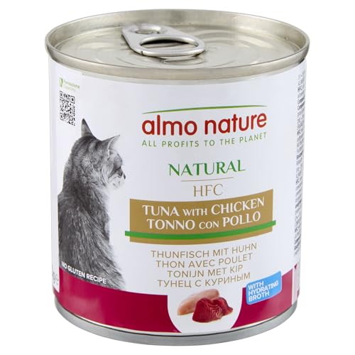 Almo Nature HFC Natural - Nassfutter für ausgewachsene Hunde - Thunfisch Huhn - Human Grade Glutenfrei - 280g 12er Pack