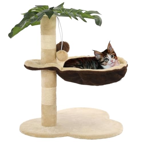 Tidyard Katzenbaum 50 cm Beige Braun - Kratzstange Spiel Ruheplatz für Ihr Kätzchen