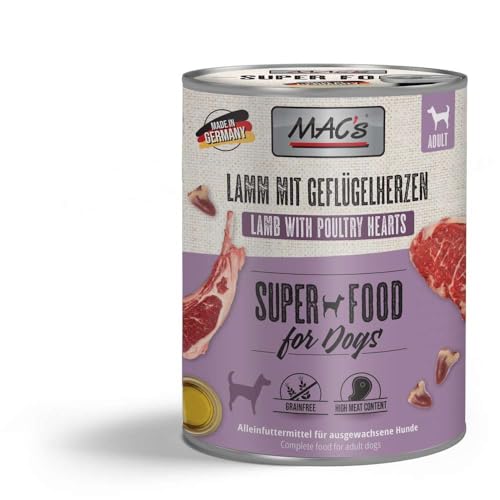 MAC s Dog mit Lamm Geflügelherzen getreidefrei 6 x 800 g