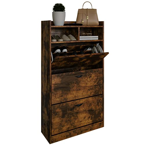 Piushopping ZIK - Platzsparendes Schuhregal Slim aus Holz 63 x 24 x 115 h vertikales Schuhregal für den Eingang modern Schuhregal in verschiedenen Farben für verschiedene Einrichtungsstile