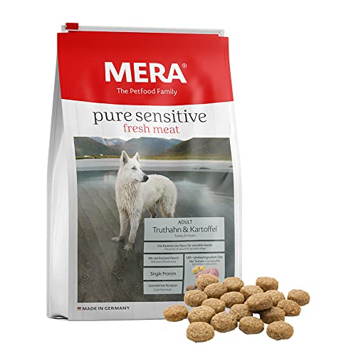 MERA pure sensitive Fresh Meat Truthahn Kartoffeln Hundefutter trocken mit viel frischem Fleisch gesundes Trockenfutter getreidefrei für ausgewachsene Hunde 12 5 kg