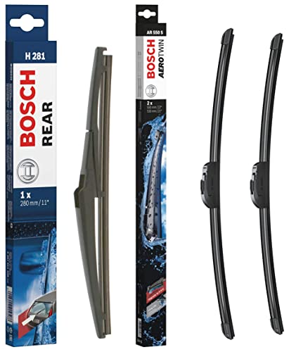 Bosch Scheibenwischer Aerotwin AR550S Länge 550mm 530mm Set für Frontscheibe Scheibenwischer Rear H281 Länge 280mm Scheibenwischer für Heckscheibe