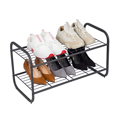 MAX Houser 2 stöckiges freistehender Schuh Organizer Drahtgitter Schuhturm für Schrank Schlafzimmer Eingangsbereich Gunmetal