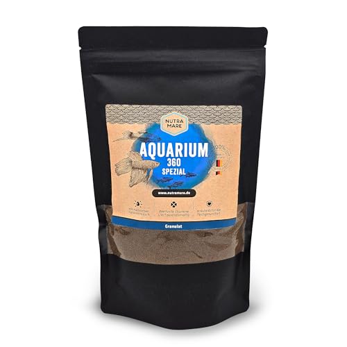 Nutramare Aquarium360 Spezial 750ml Hochwertiges Fischfutter für Zierfische zur Aufzucht Granulat mit Spirulina