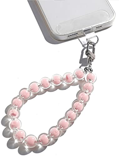 AMAYO   Handykette Universal Handyanhänger Perlen Schlüsselband Handschlaufe Handygurt Armband Handyband kompatibel mit jedem Smartphone Hülle Pink Perlen