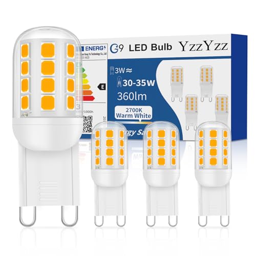 G9 LED Lampe Warmweiß 2700K Leuchtmittel 3W entspricht 30W-40W Halogenlampe Glühbirne 360 Lumen Kein Flackern Nicht Dimmbar 360 Stiftsockellampe 4er Pack