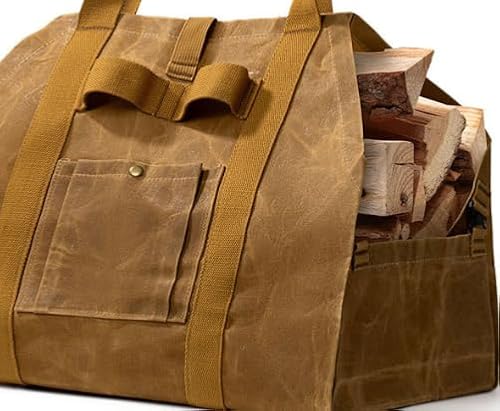 LPZMPZ Kaminholztasche Holzkorb Transporttasche Holztragetasche Holztragekorb für Kaminholz Brennholz Tragen Firewood Log Carrier Bag Kamintasche Segeltuch Kaminholztrage Canvas Faltbar