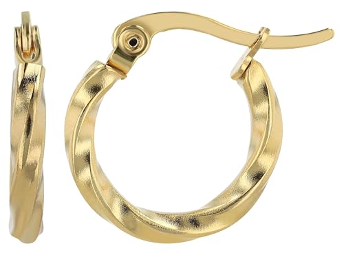 Akzent Wasserfeste Edelstahl Ohrringe Creolen Damen in Silber Gold Ros gold 100% Wasserfest Hautverträglich gedrehte Creole Gold