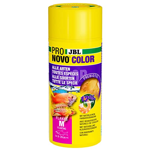 JBL PRONOVO COLOR FLAKES Farbfutter-Flocken fÃ¼r alle Aquarienfische von 8-20 cm Fischfutter-Flocken GrÃ¶ÃŸe M 250 ml