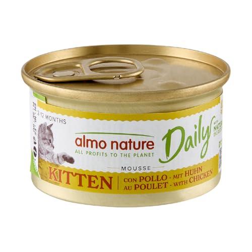 almo nature Daily - Nassfutter für Kitten Katzen - Mousse - Huhn - 85 g Packung mit 24