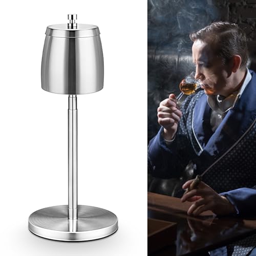 Einstellbarer Standaschenbecher Edelstahl Höhe Ausziehbar 22-56cm Groß Aschenbecher Outdoor Standaschenbecher für Draußen Aschenbecher Stand mit Deckel für Draussen und Innen Raucherbereiche