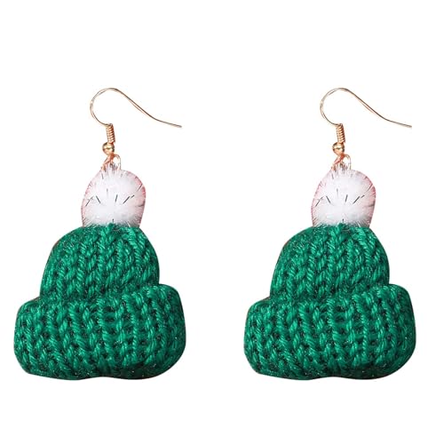 Boccia Creolen Weihnachten Nette Süße Temperament Wolle Stricken Kleine Hut Weiblichen Ohr Schmuck Weihnachten Wolle Hut Quasten Blau B One Size