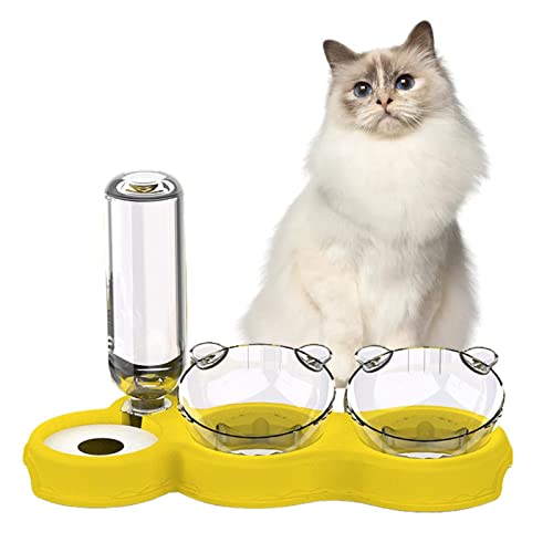 ERZU Dreifache Hundenäpfe - Doppel-Futternapf-Set Nass- und Trockenfutternapf-Set für Katzen automatischer 3-in-1-Wassernapf und Futterautomat Futtermittel für Haustiere