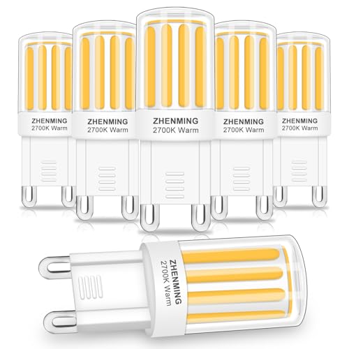 ZHENMING G9 LED Warmweiß 6er 5W 500LM G9 LED Lampe Ersatz 50W Halogenlampen 360 Abstrahlwinkel Nicht Dimmbar Kein Flimmern Geeignet für Kronleuchter Interieur Dekoration
