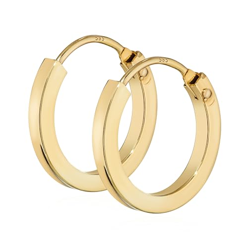 NKlaus Paar 585 Gold gelbgold Creolen Ohrringe Ohrschmuck Quadratisch 14mm Stärke 1 5mm 2574