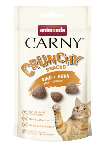 animonda Carny Crunchy Snacks Katzen Leckerli mit Huhn und Rind 10 x 50g knuspriger Premium Katzensnack für erwachsene Katzen mit viel Fleisch ohne Getreide und Zucker