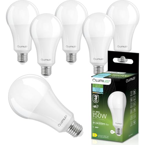 Lumiled LED Lampe E27 A70 18W ersetzt 150W 2430lm 6500K Kaltweiß 230V 260 Abstrahlwinkel Nicht Dimmbar Innenbeleuchtung Tropfen Lichtquelle Energiesparlampe 6er Pack