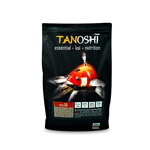 Tanoshi Koifutter - Color Plus 5 kg 3mm Schwimmendes Allein-Koifutter für Intensive Farbentwicklung mit Spirulina